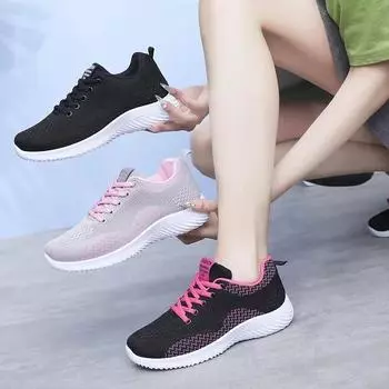 Повседневная обувь для женщин весна/лето 2024 новые дышащие сетчатые кроссовки для активного отдыха на мягкой подошве кроссовки для бега на толстой подошве для женщин 36