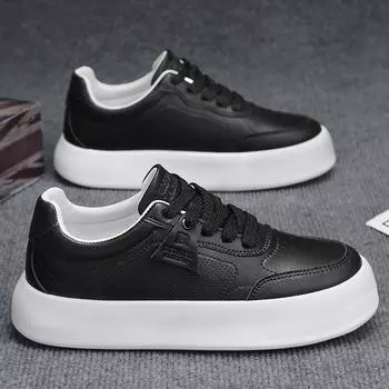 Повседневная обувь из искусственной кожи, мужская, новая, на шнуровке, на толстой подошве, повседневная спортивная обувь, универсальные туфли на плоской подошве, мужские кроссовки с увеличенной высотой Zapatos 39