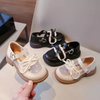 Повседневная обувь из искусственной кожи с круглым носком для 3-х лет, весенне-осенняя резиновая кожаная обувь для детей 23 бежевый