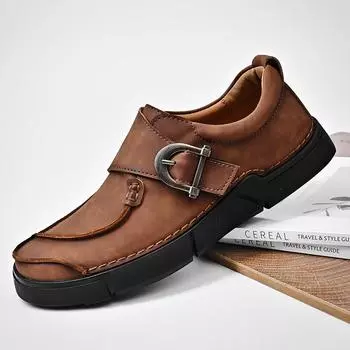 Повседневная обувь из кожи ручной работы для мужчин, модные мужские мокасины с толстой подошвой, мягкие мокасины, большие размеры 40-47 42