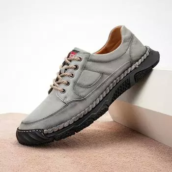 Повседневная обувь из натуральной кожи для мужчин, обувь на шнуровке, обувь для активного отдыха, сшитая вручную, мужская походная обувь, нескользящая, удобная мужская обувь для ходьбы 38