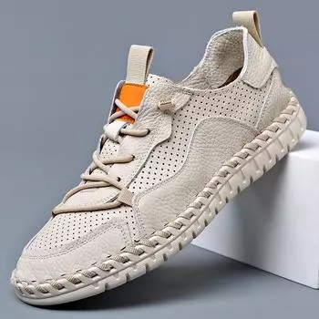 Повседневная обувь из натуральной кожи для мужчин, полые дышащие мягкие эластичные шнурки, кроссовки для ежедневного бега, спортивная обувь для мужчин, Zapatillas Hombres 39