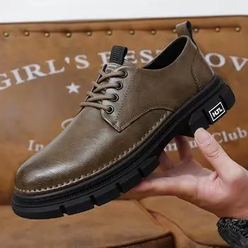 Повседневная обувь из натуральной кожи, модные мужские туфли-оксфорды, нескользящая мужская обувь для торжественного выхода, для отдыха, для прогулок, для мужчин, деловая обувь 38 чёрный