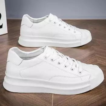 Повседневная обувь из натуральной кожи, молодежная обувь для подростков, обувь для увеличения роста, мужская обувь в стиле панк, кроссовки из вулканизированной кожи, мужские кроссовки с толстой подошвой 37 чёрный