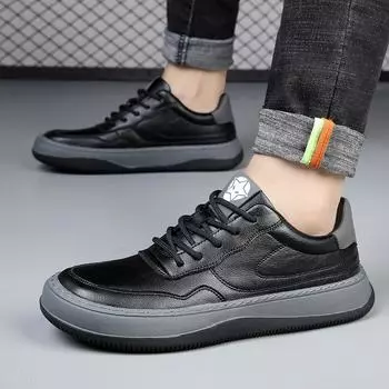 Повседневная обувь из натуральной кожи, мужские туфли-оксфорды на шнуровке, модные черные мужские туфли для вечеринок, весна-осень, оксфорды, деловая обувь для мужчин 6.5