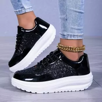 Повседневная обувь Кроссовки Женская обувь Женская обувь для активного отдыха Женская повседневная обувь Женская обувь на шнуровке 35 чёрный