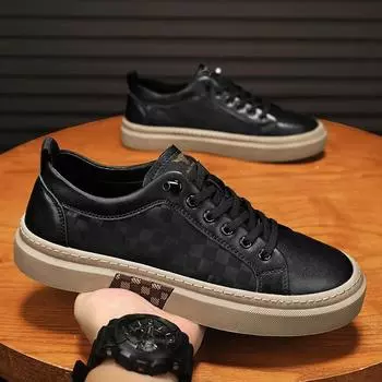 Повседневная обувь Мокасины Британские кожаные кроссовки Туфли на плоской подошве Классические мужские кожаные туфли Весна-Лето Новые модные универсальные туфли на платформе 44