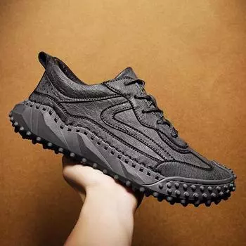 Повседневная обувь. Мужская новая стильная обувь больших размеров. Толстая подошва. Мягкая подошва. Нескользящие спортивные универсальные низкие кеды. 38 коричневый