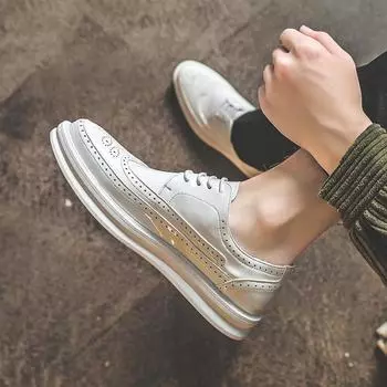 Повседневная обувь мужская парикмахерская модная обувь британские туфли для доски лакированная кожа Brock красные низкие толстая подошва усиление A310-J 38 белый