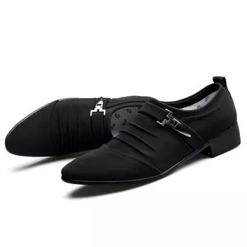 Повседневная обувь Мужская повседневная деловая обувь с острым носком и плиссированной пряжкой Официальные лоферы 39 чёрный