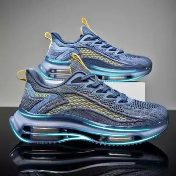 Повседневная обувь Мужская сетчатая дышащая Fly Woven мужская обувь Спортивная Fly Woven Blade Air Cushion Уличная беговая мужская обувь 39 чёрный