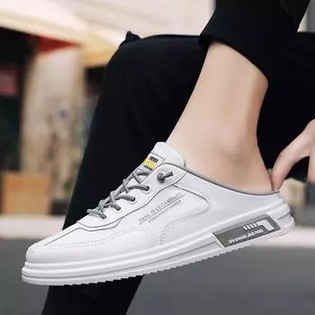 Повседневная обувь мужская, закрывающая ногу, летняя, дышащая, повседневная, ленивая обувь с одной педалью, полуперетаскиваемая, мужская, модная обувь для вождения 39