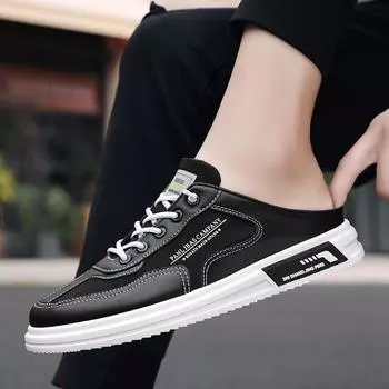 Повседневная обувь мужская, закрывающая ногу, летняя, дышащая, повседневная, ленивая обувь с одной педалью, полуперетаскиваемая, мужская, модная обувь для вождения 39