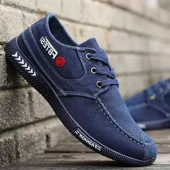 Повседневная обувь Мужские кроссовки Джинсовые мужские парусиновые туфли Синие мокасины Минималистичные винтажные рабочие туфли без застежек Мужские популярные мокасины для вождения 38 синий