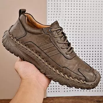 Повседневная обувь, мужские новые модные универсальные кроссовки с мягкой подошвой, дышащие кроссовки ручной работы со шнуровкой 38 хаки