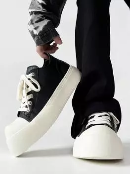 Повседневная обувь на доске мужская черная на толстой подошве увеличивающая рост дышащая в стиле знаменитостей для обувь с большим пальцем низкая обувь 39 чёрный