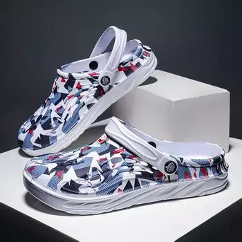 Повседневная обувь на толстой подошве, нескользящая удобная пляжная обувь, легкая садовая обувь, качественные сандалии, дышащие тапочки, мужские 38 синий