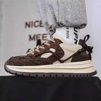 Повседневная обувь осень-зима новые контрастные цвета модная износостойкая спортивная обувь мужская толстая подошва подчеркивающая ретро подростковая модная обувь мужская 39