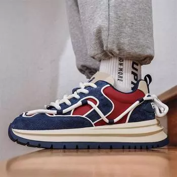 Повседневная обувь осень-зима новые контрастные цвета модная износостойкая спортивная обувь мужская толстая подошва подчеркивающая ретро подростковая модная обувь мужская 39