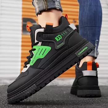 Повседневная обувь осень-зима новые мужские туфли модные контрастные цвета на толстой подошве высокие спортивные туфли на плоской подошве молодежные туфли для сноуборда 39