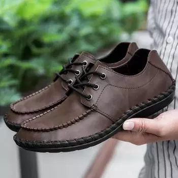 Повседневная обувь ручной работы для мужчин. Мокасины из спилка на шнуровке, большие размеры 38–46. Tenis Masculinos 38 коричневый