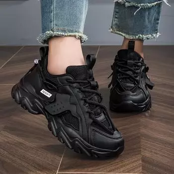 Повседневная обувь с дышащей сеткой. Женские кроссовки. 35 чёрный