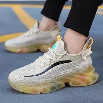 Повседневная обувь темперамент модные мужские спортивные кроссовки 2024 новые сетчатые дышащие подошвы из желе импортная мужская обувь 39 чёрный