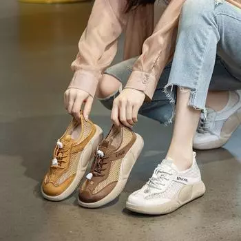 Повседневная обувь Туфли на толстой подошве Плоские женские туфли 35 жёлтый