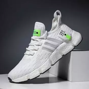 Повседневная обувь унисекс, портативные кроссовки для спортзала, дышащие кроссовки большого размера, повседневная обувь с сеткой 40 белый