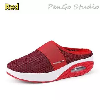 Повседневная обувь, весна 2022, большие размеры Baotou, полутапочки на толстой подошве, женская обувь без шнуровки, женская обувь на плоской подошве на воздушной подушке 35 чёрный