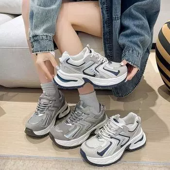 Повседневная обувь женская новинка лета модная универсальная женская обувь на платформе сетчатая дышащая студенческая спортивная обувь 35 синий