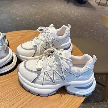 Повседневная обувь женская новинка лета модная универсальная женская обувь на платформе сетчатая дышащая студенческая спортивная обувь 35 белый