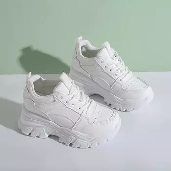 Повседневная обувь женская весна и осень 2024 года, новые универсальные туфли на шнуровке из резины, однотонные, на толстой подошве, из вулканизированной стали для женщин 35 бежевый