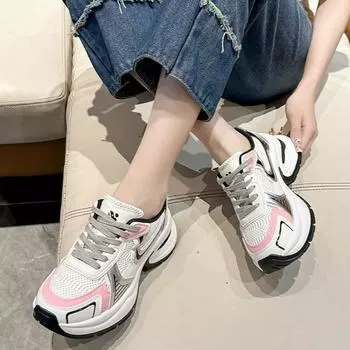 Повседневная обувь женские кроссовки Lovers Leather Dad Platform Chunky Sneakers Harajuku Flat Thick Sole Wedge белые кроссовки женские роскошные 35 розовый