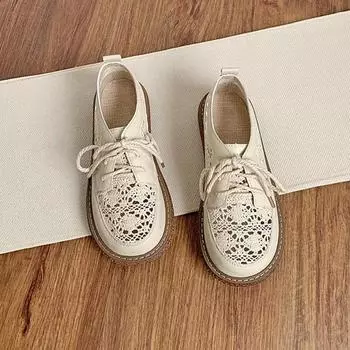 Повседневная обувь Женские плоские кроссовки Женская обувь Женская обувь на платформе 2024 Женские туфли на плоской подошве со шнуровкой Женская обувь Лоферы 35 бежевый