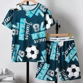 Повседневная одежда для всей семьи, молодежная футбольная одежда для мальчиков, крутая спортивная одежда и удобные пижамы S