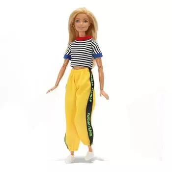 Повседневная одежда Повседневный спортивный костюм Модная одежда ручной работы для вечеринок Подарок для девочек Футболка Кукла 30 см 4