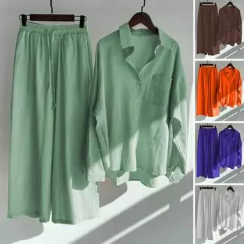 Повседневная одежда, рабочая одежда с лацканами, однотонная рубашка с защитой от катышков, прямые длинные брюки, комплект уличной одежды 3XL белый