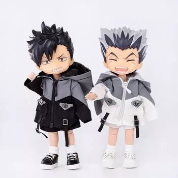 Повседневная одежда Светоотражающая куртка для кукол Спортивная одежда Пальто для кукол Аксессуары для кукол Одежда Ob11 Obitsu11 Black coat