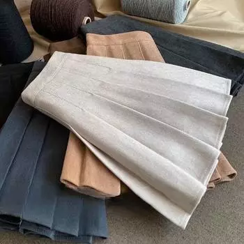 Повседневная офисная женская плиссированная юбка на молнии, женская осенне-зимняя шерстяная утолщенная юбка с высокой талией, черная танцевальная юбка трапециевидной формы, женская 30280 XS орион