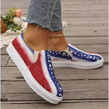 Повседневная парная тканевая обувь на плоской подошве с принтом в тон, повседневная удобная обувь большого размера, Zapatos De Mujer 36 синий