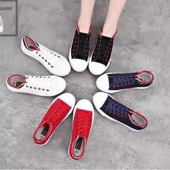 Повседневная парусиновая обувь на плоской подошве Женская обувь Кроссовки для бега Спортивная обувь для студентов 35 белый