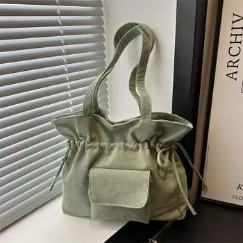 Повседневная персонализированная сумка-тоут для женщин 2024 года, новая модная простая сумка через плечо для студентов, сумка-ведро большой вместимости чёрный