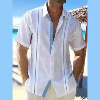 Повседневная праздничная рубашка с лацканами для мужчин и женщин с 3D-принтом, модные рубашки с короткими рукавами, на пуговицах, уличная одежда, свободные размеры, унисекс S синий