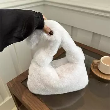 Повседневная пушистая сумка женская зимняя мода в иностранном стиле сумка через плечо подмышкой плюшевая сумка Tide женская серый