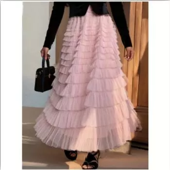 Повседневная пышная многослойная юбка из тюля с оборками - женская одежда на весну и лето M темно-зеленого