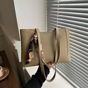 Повседневная рабочая сумка большой вместимости женская весна 2025 простая модная сумка-тоут модная сумка через плечо чёрный