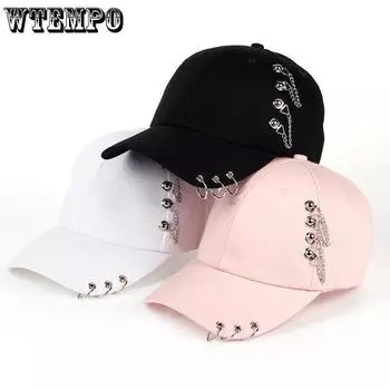 Повседневная регулируемая бейсбольная кепка с железным кольцом Snapback Cap Casquette Hats Повседневная шляпа Gorras Dad чёрный