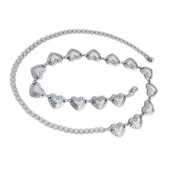 Повседневная Ретро Сексуальная Металлическая Любовная Цепочка на Талию Харадзюку Женское Платье Декоративная Цепь Пояс серебряный