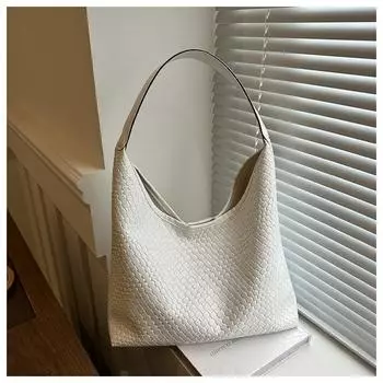 Повседневная ретро сумка большой вместимости женская новая популярная универсальная сумка через плечо в иностранном стиле плетеная сумка-ведро женская сумка белый